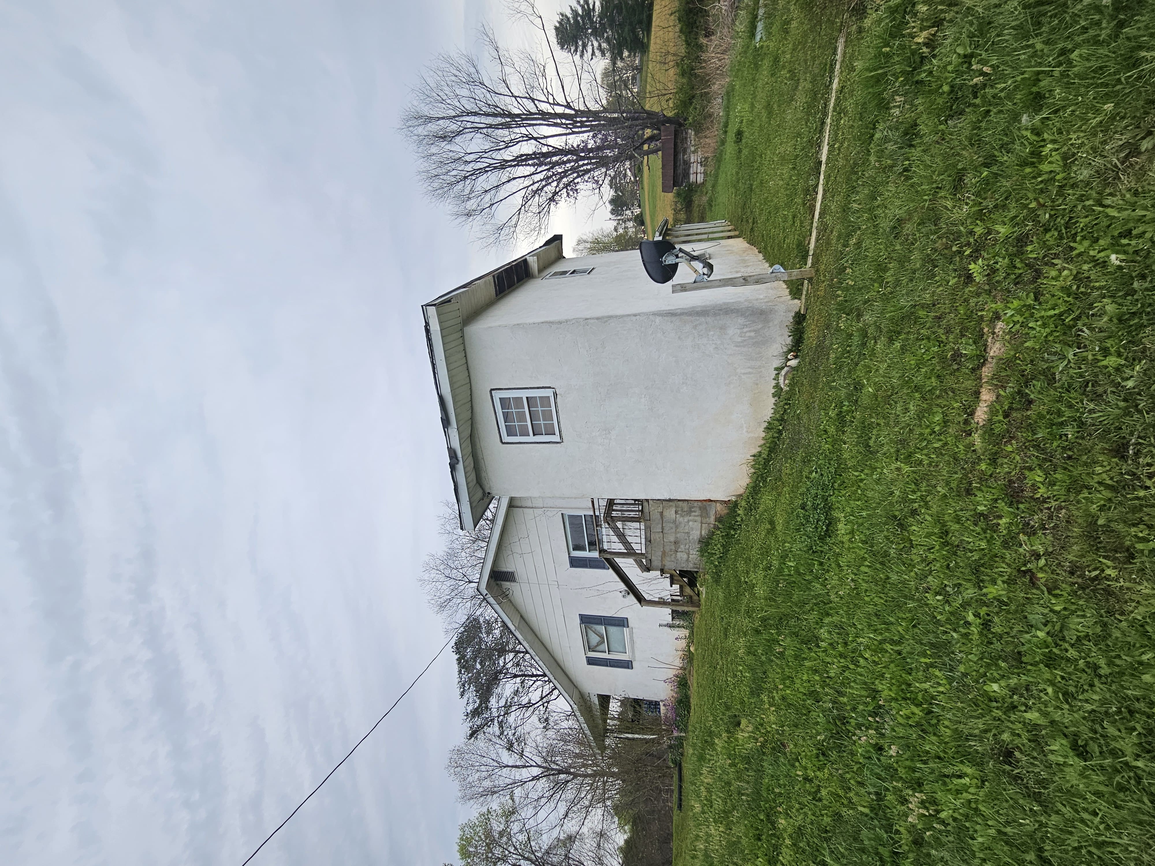 Exterior side — Leicester NC home with overgrown surroundings